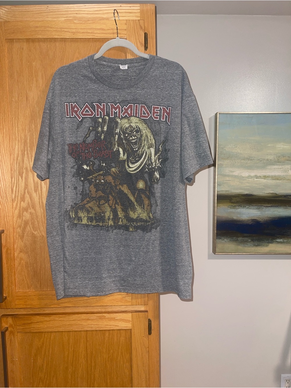 Y2K Iron Maiden Short-Sleeve Graphic Band Tee - Gray